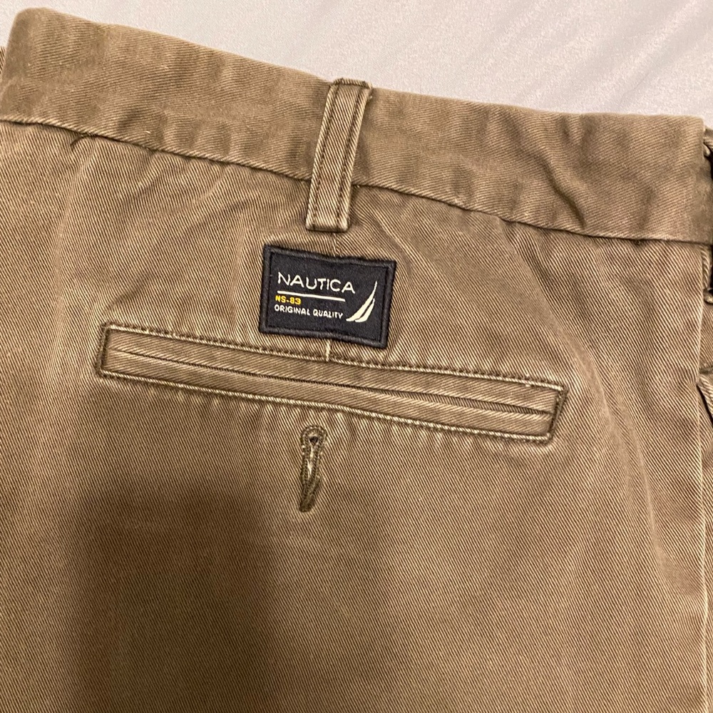 Nautica pant style clipper relax fit 38x32 greenish brownish tan